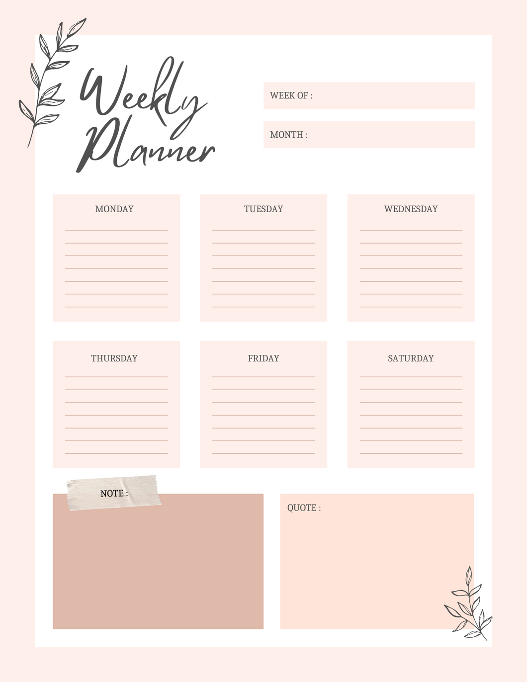 Pink Daily Planner