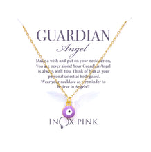 Load image into Gallery viewer, Guardian Angel Necklace Pendant Purple Evil Eye Amulet
