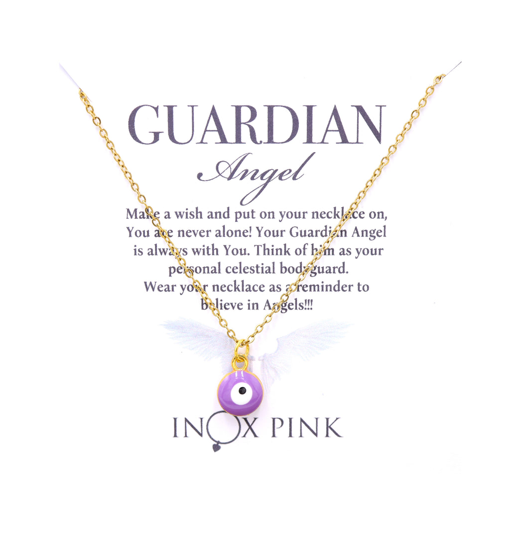 Guardian Angel Necklace Pendant Purple Evil Eye Amulet