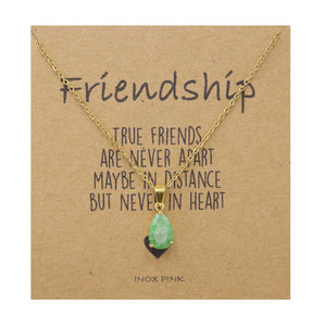 Greet Teardrop Pendant Necklace on Friendship Card