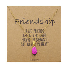 Load image into Gallery viewer, Pink Teardrop Pendant Necklace on Friendship Card
