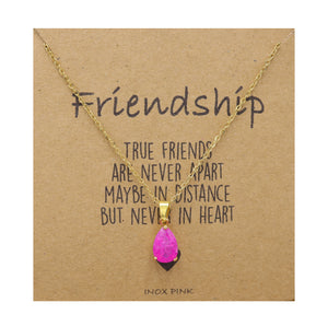 Pink Teardrop Pendant Necklace on Friendship Card