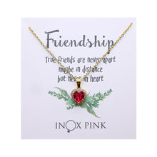 Load image into Gallery viewer, Red Heart Pendant Necklace on Friendship Card
