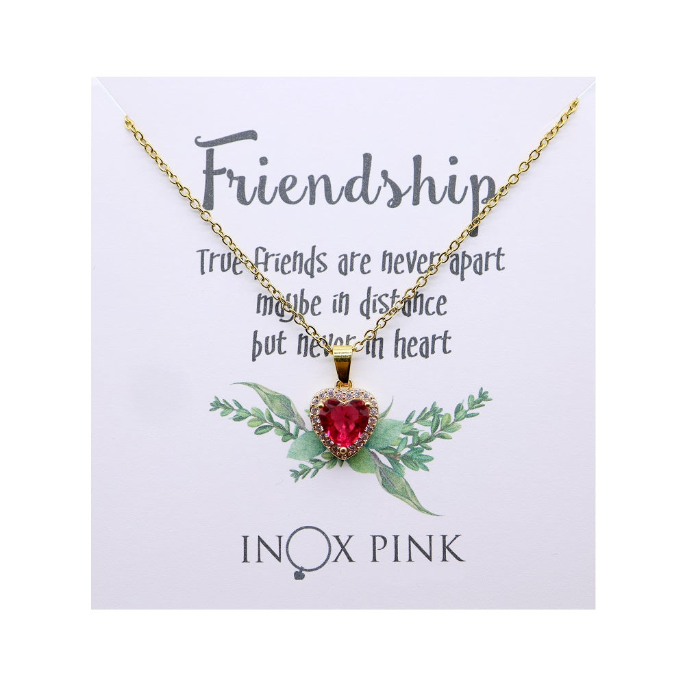 Red Heart Pendant Necklace on Friendship Card