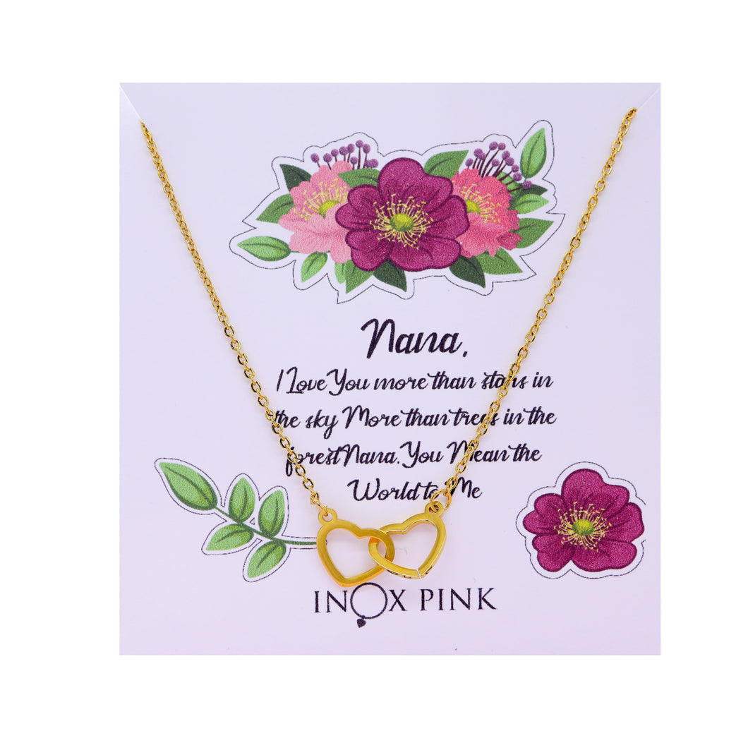 Nana Pendant Necklace on Floral Card Gift for Grandma