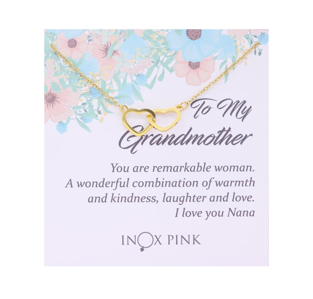 Grandmother Heart Pendant Necklace on Floral Card