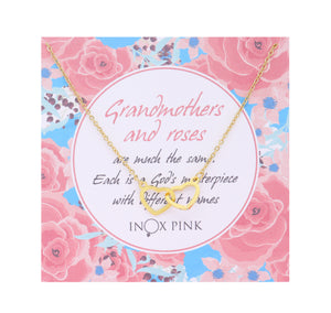 Grandmother Pendant Necklace on Floral Card Gift for Grandma