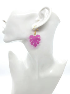 Palm Leaf Acrylic Drop Earrings