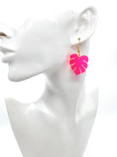 Load image into Gallery viewer, Palm Leaf Acrylic Drop Earrings
