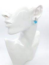 Load image into Gallery viewer, Blue Crystal Heart Drop Earrings
