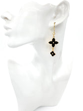 Load image into Gallery viewer, Black Flower Dangle Earrings
