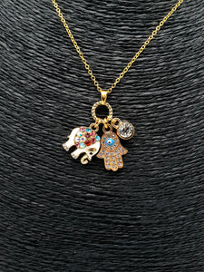 Elephant Hamsa Hand Necklace on Good Luck Charms