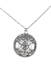 Load image into Gallery viewer, Tree of Life Triple Moon Goddess Necklace
