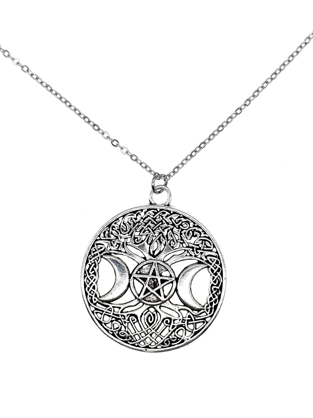 Tree of Life Triple Moon Goddess Necklace