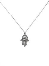 Load image into Gallery viewer, Hamsa Hand David Star Silver-Tone Stainless Steel Necklace
