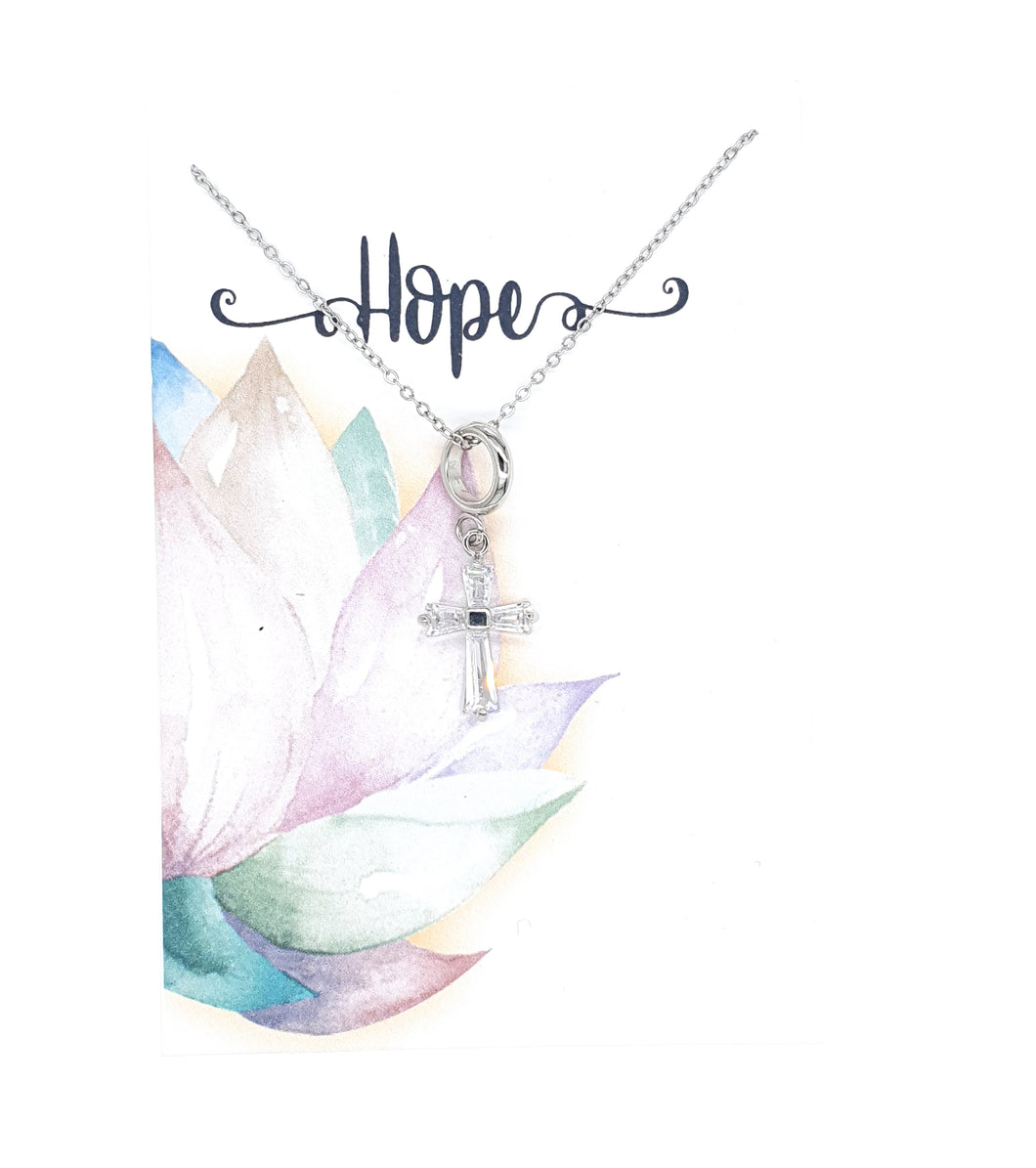 Cross Silver Necklace on Hope Card