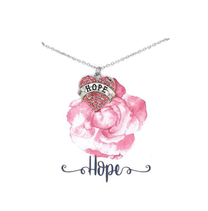 Pink Heart Awareness Necklace on Rose Hope Card