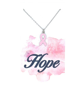 Pink Awareness Ribbon Necklace on Hope Card