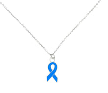 Load image into Gallery viewer, Blue Awareness Ribbon Necklace on Hope Wish Card
