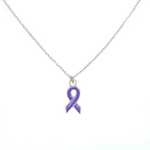 Load image into Gallery viewer, Purple Ribbon Necklace on Hope Card
