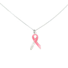 Load image into Gallery viewer, Pink Hope Awareness Ribbon Necklace on Hope Card
