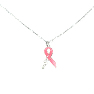 Pink Hope Awareness Ribbon Necklace on Hope Card