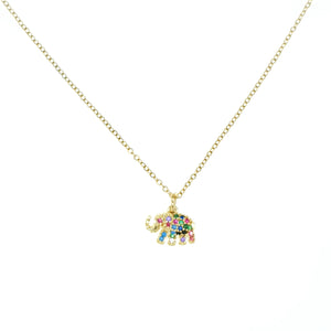 Elephant Necklace with Multicolored Zirconia