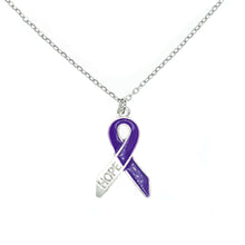 Load image into Gallery viewer, Hope Purple Ribbon Necklace on Hope Wish Card
