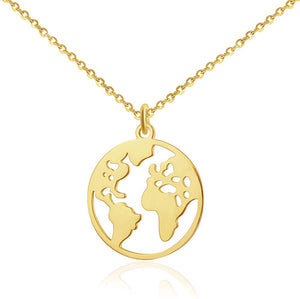 World Globe Gold-Tone Stainless Steel Necklace