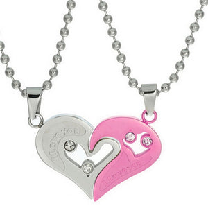 Pink Heart Puzzle Necklace Heart on Friendship Wish Card