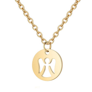 Angel Circle Gold-Tone Stainless Steel Necklace