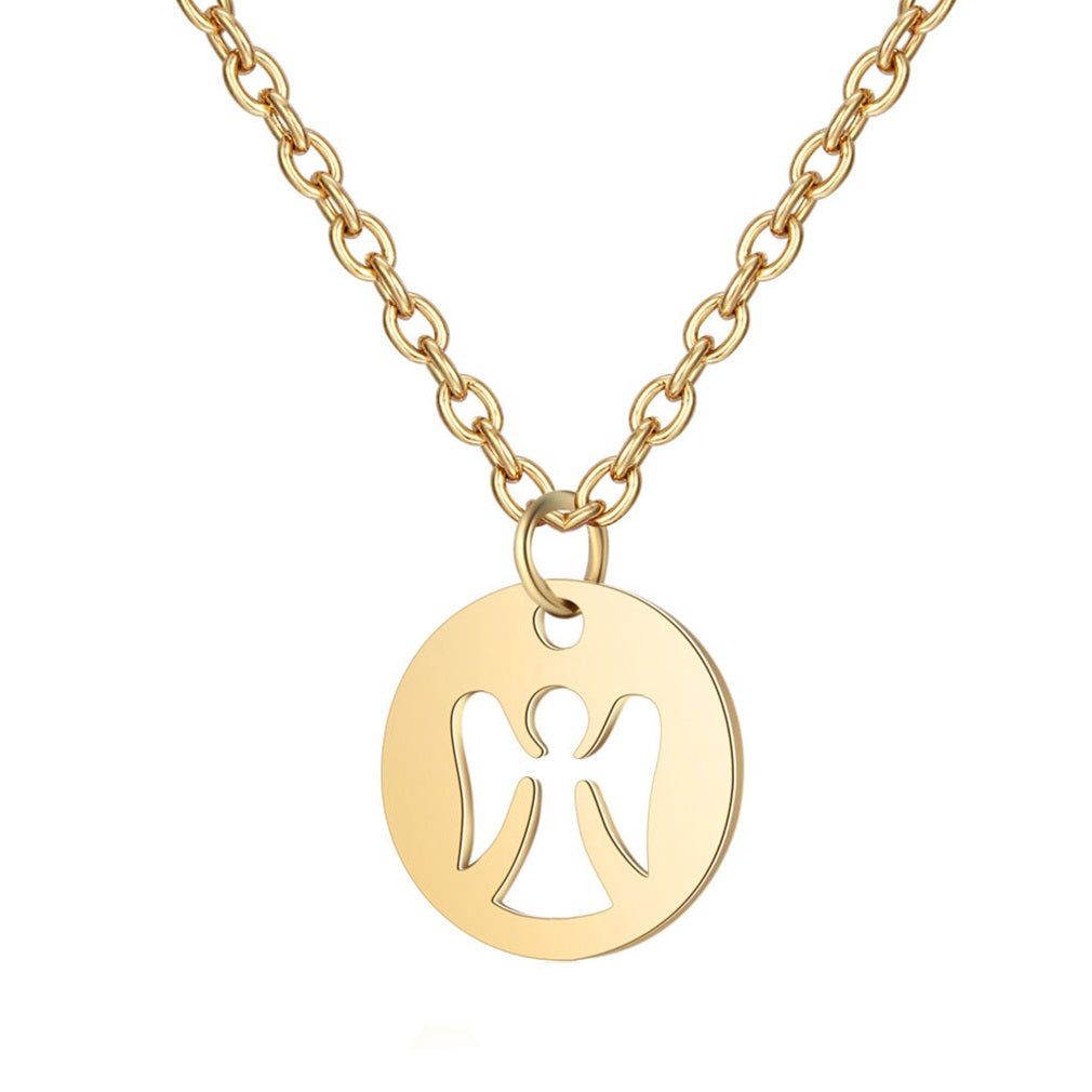 Angel Circle Gold-Tone Stainless Steel Necklace