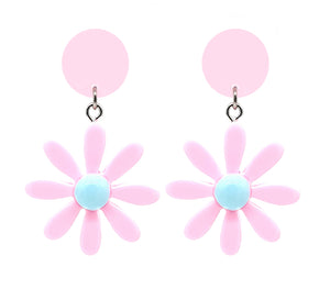 Baby Pink Daisy Flower Acrylic Drop Earrings