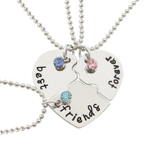 Load image into Gallery viewer, Best Friends Pendant Necklace for 3 on Friendship Card
