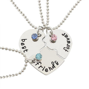 Best Friends Pendant Necklace for 3 on Friendship Card