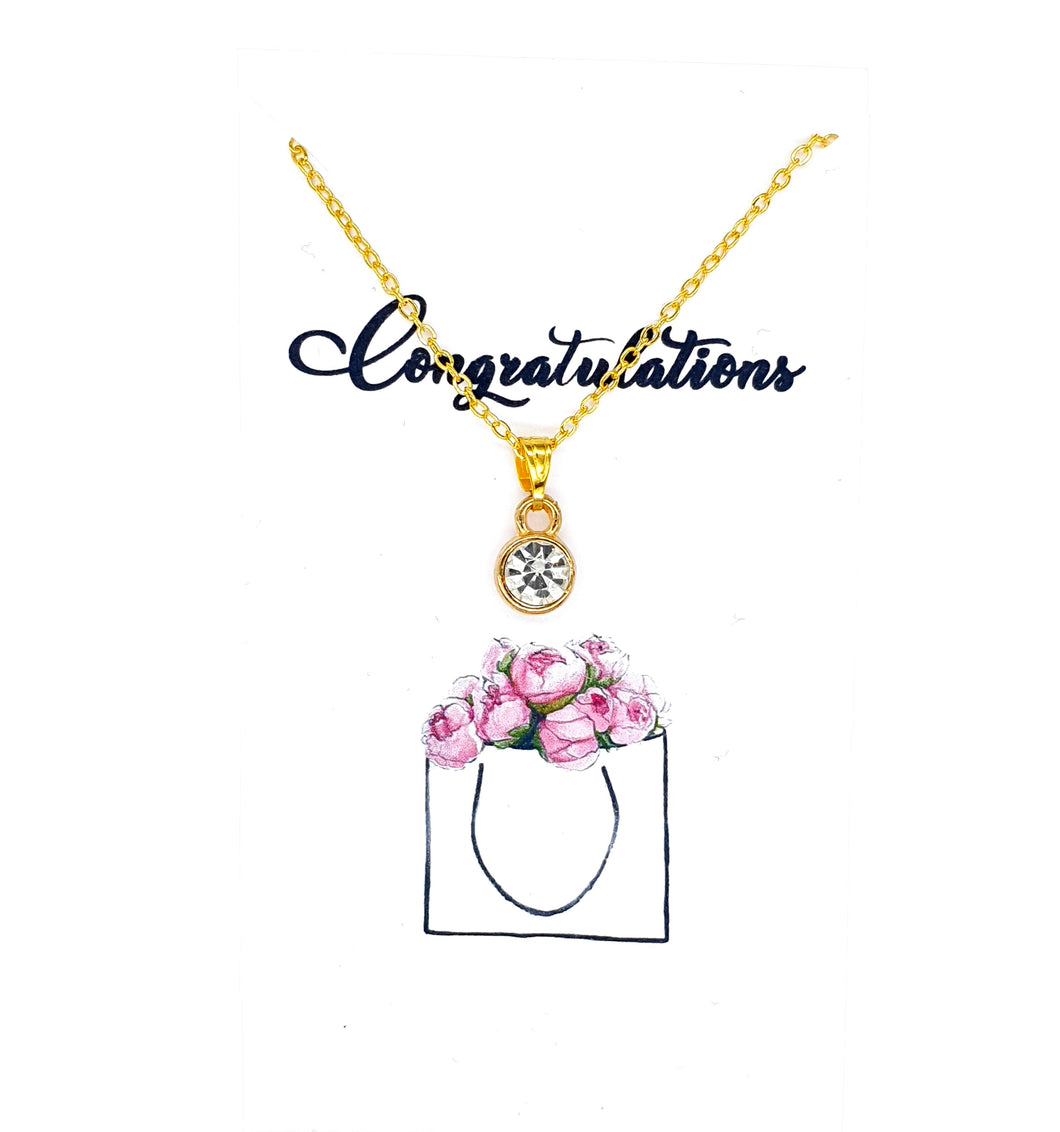 Zirconia Pendant Necklace on Congratulations Wish Card