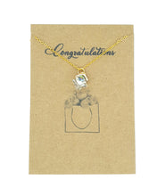 Load image into Gallery viewer, Crystal Cube Pendant Necklace on Congratulations Card
