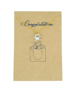 Crystal Cube Pendant Necklace on Congratulations Card