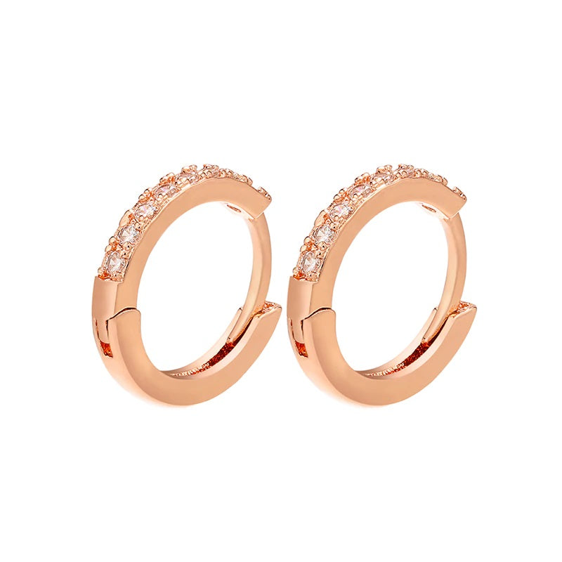 Zirconia Micro Pave Hoop Earrings Rose Gold