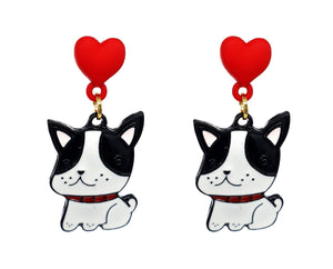 Black Puppy Dangle Earrings