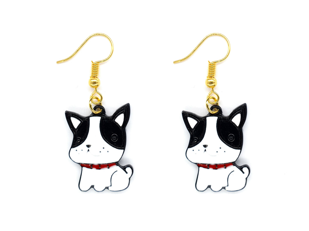 Black Dog Dangle Earrings