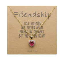 Load image into Gallery viewer, Red Heart Pendant Necklace on Friendship Card
