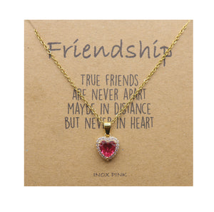 Red Heart Pendant Necklace on Friendship Card