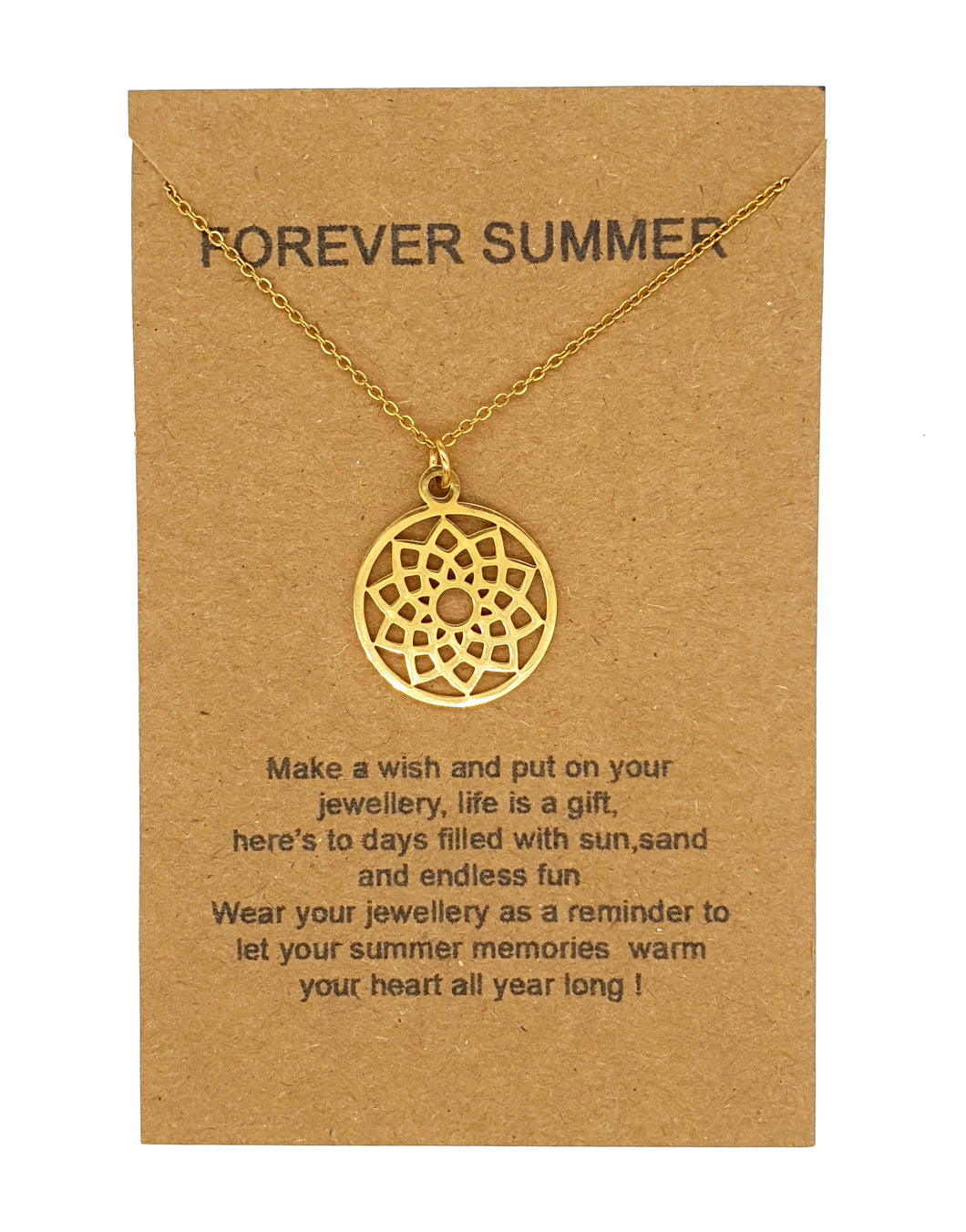 Mandala Pendant Necklace on Forever Summer Card