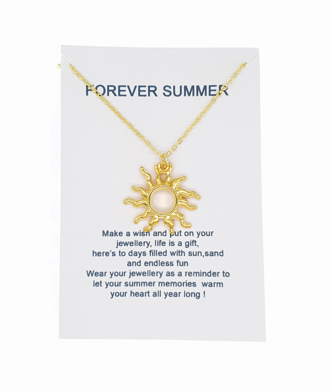 Sun Pendant Necklace Forever Summer Card