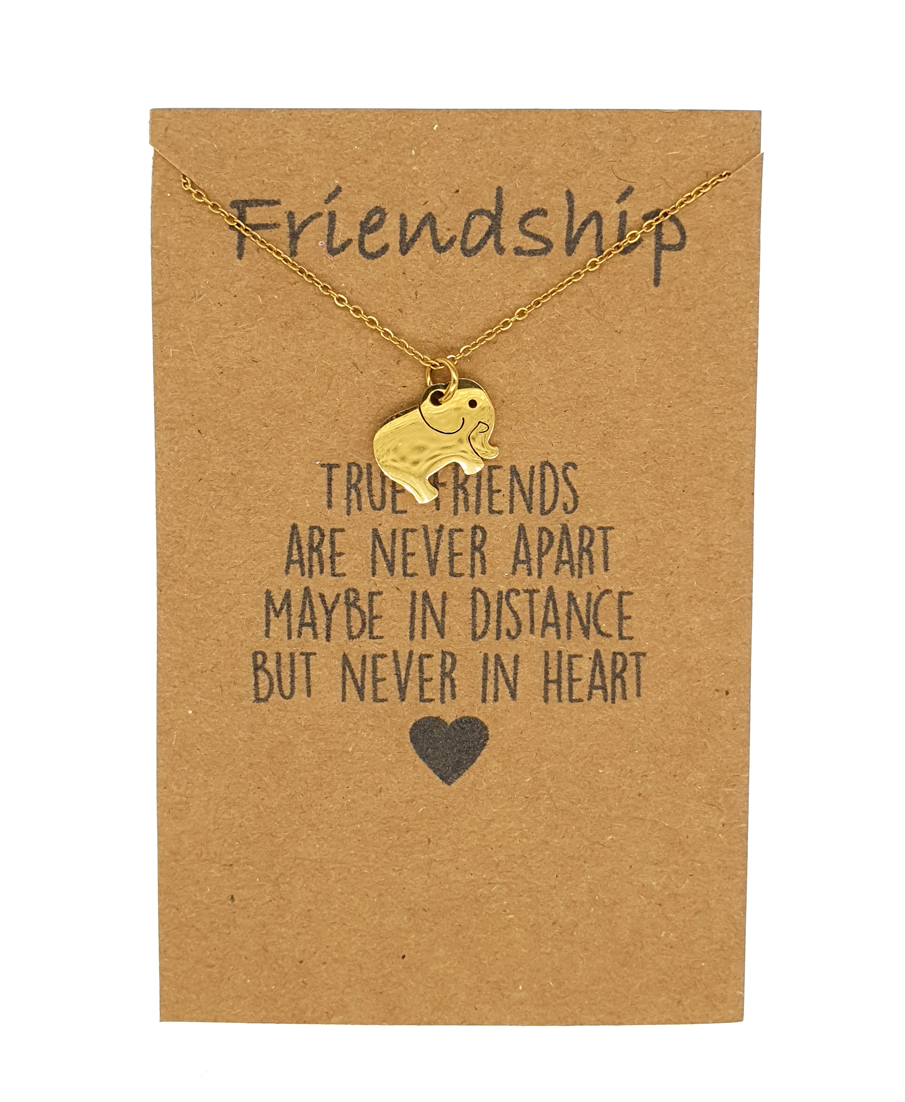 Elephant Pendant Necklace Friendship Wish Card
