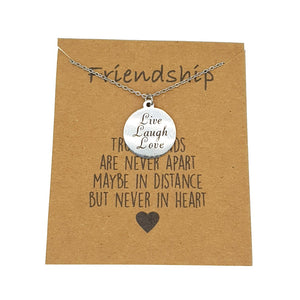 Live Laugh Love Pendant Necklace on Friendship Card