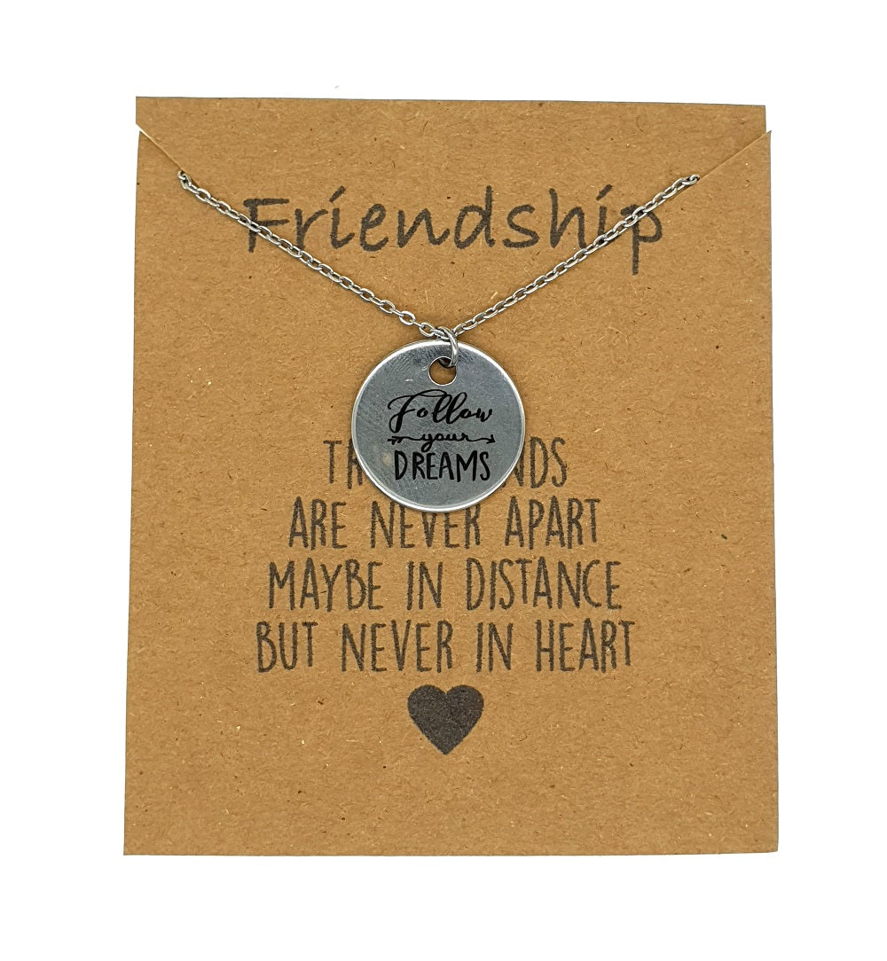 Follow Your Dreams Pendant Necklace on Friendship Wish Card