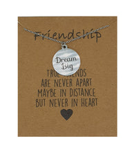 Load image into Gallery viewer, Dream Big Pendant Necklace on Friendship Wish Card
