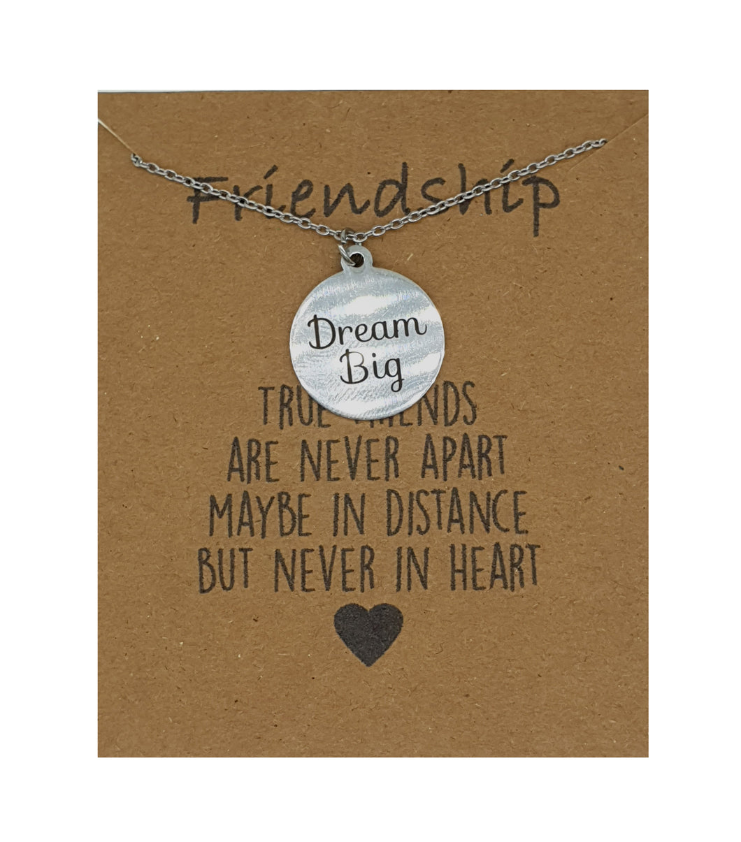 Dream Big Pendant Necklace on Friendship Wish Card